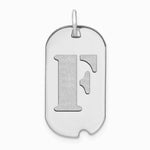 14K White Gold 14kw Polished Letter F Initial Dog Tag Pendant - Product Photo
