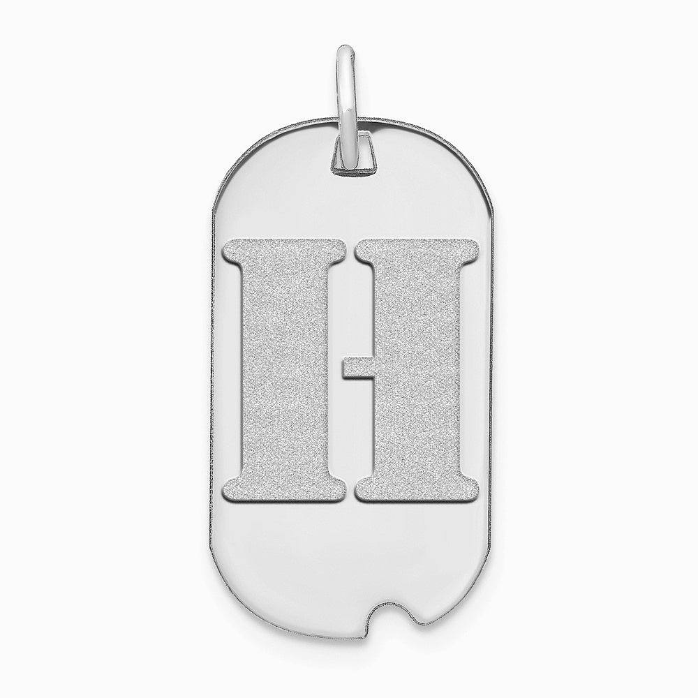 14K White Gold 14kw Polished Letter H Initial Dog Tag Pendant - Product Photo