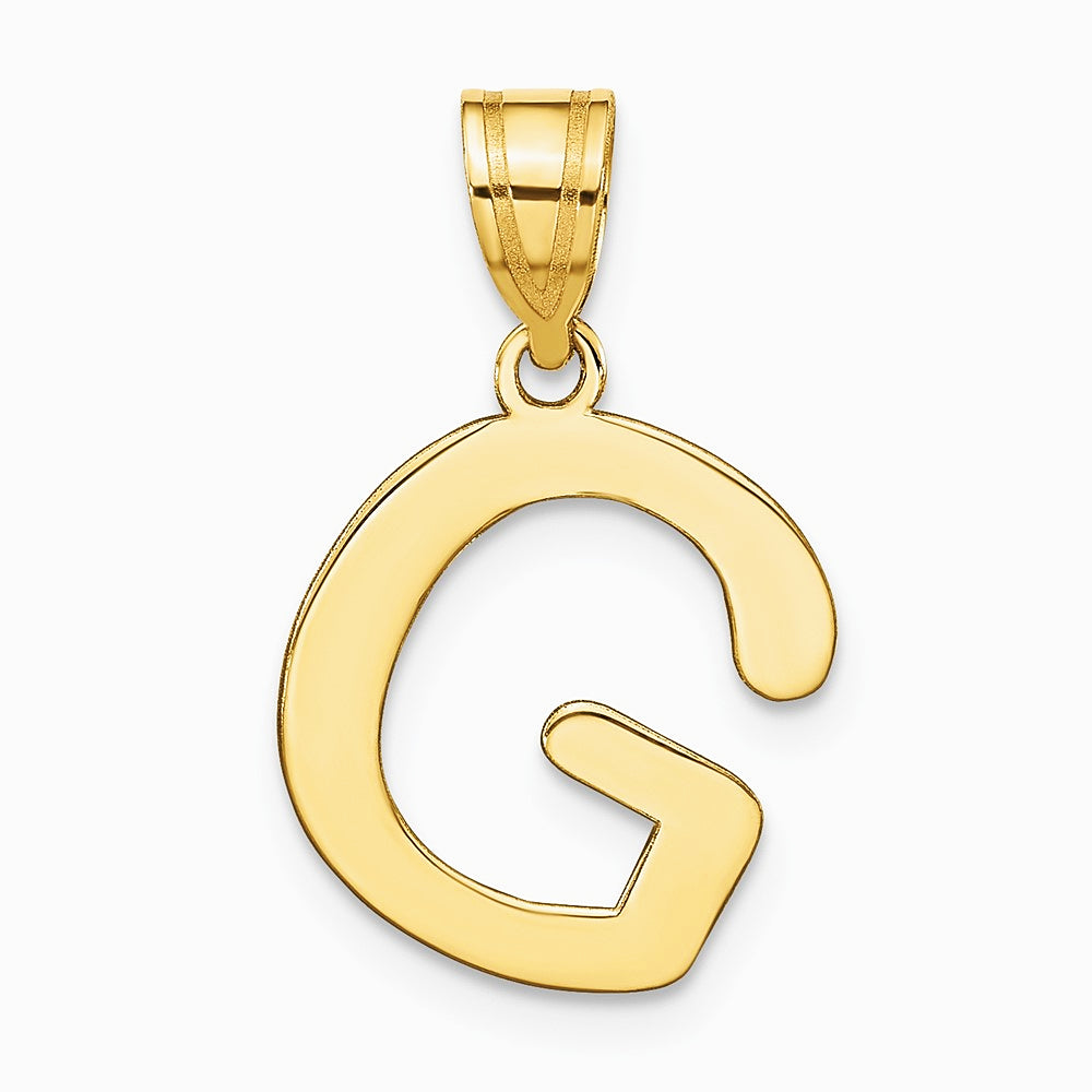 14K Yellow Gold Polished Bubble Letter G Initial Pendant - Product Photo