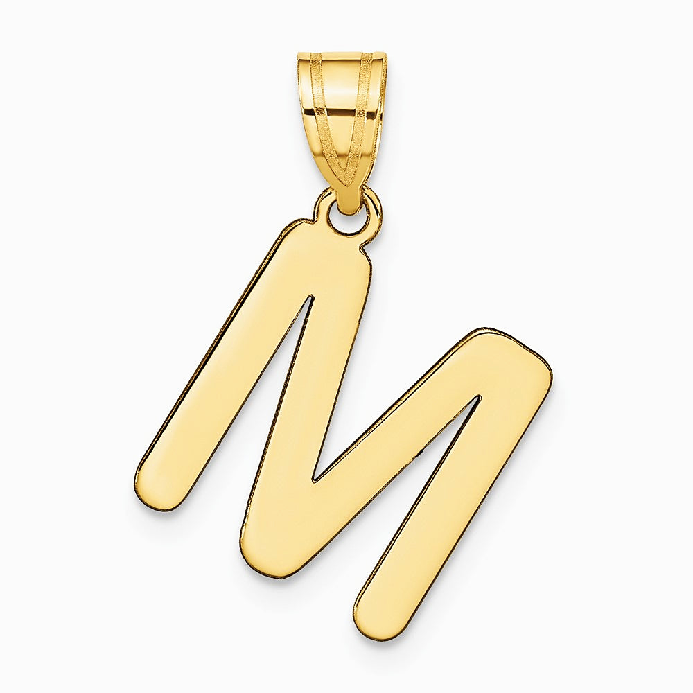 14K Yellow Gold Polished Bubble Letter M Initial Pendant