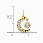 14K Yellow Gold CZ Diamond-cut Moon and Star Pendant - Product Photo