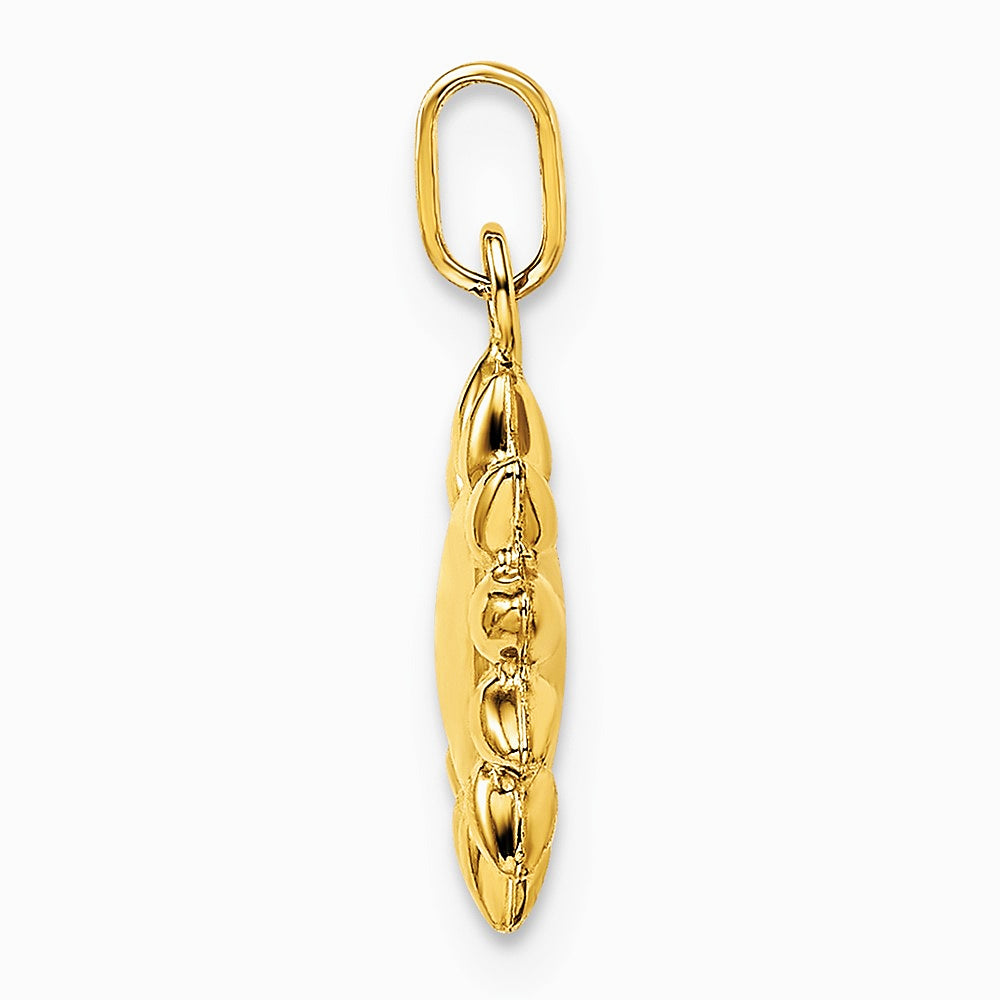 14K Yellow Gold Polished Puffed Sun Pendant - Product Photo