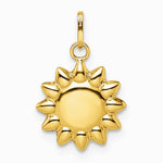 14K Yellow Gold Polished Puffed Sun Pendant - Product Photo