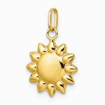 14K Yellow Gold Polished Puffed Sun Pendant - Product Photo
