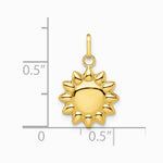 14K Yellow Gold Polished Puffed Sun Pendant - Product Photo