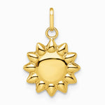 14K Yellow Gold Polished Puffed Sun Pendant - Product Photo