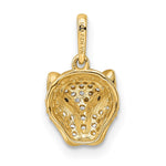 14K Polished Green & White CZ Lioness Head Pendant - Product Photo