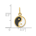 14K Yellow Gold Polished Black/White Enamel Yin and Yang Pendant - Product Photo