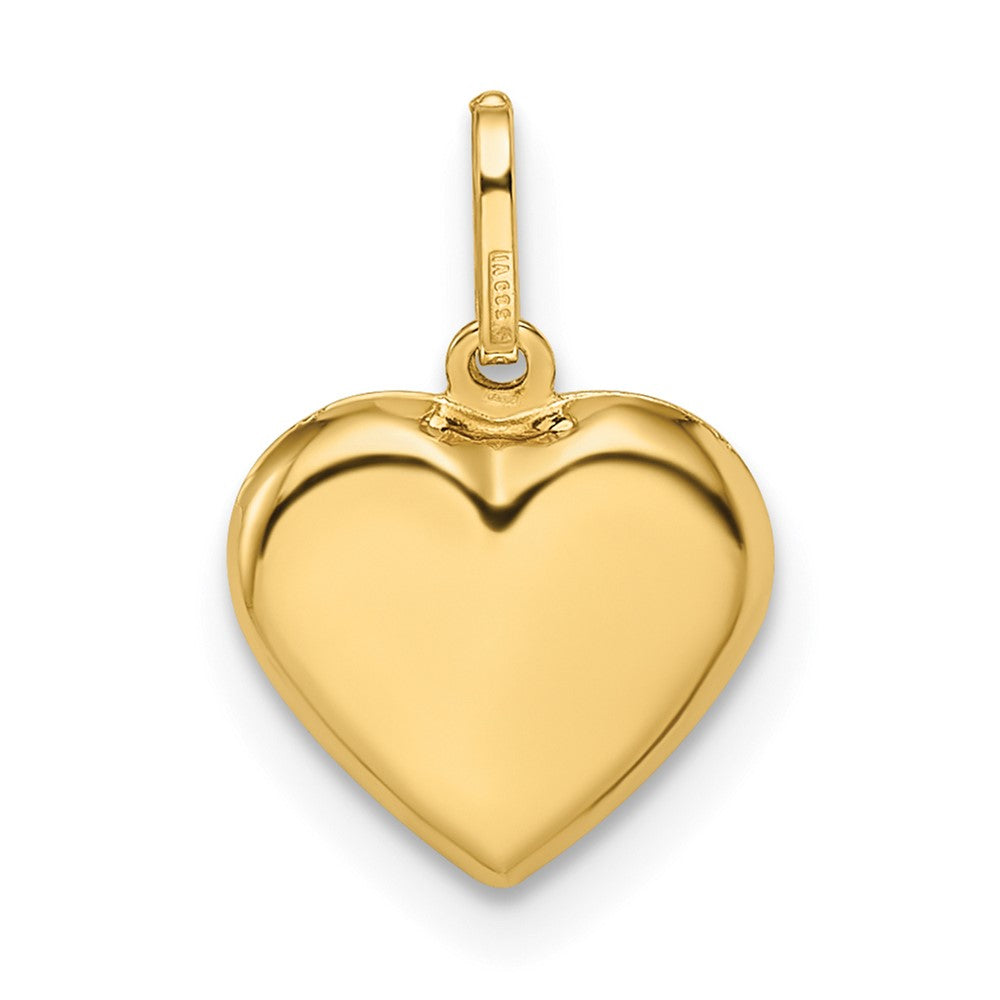 14K Yellow Gold Polished Puffed Heart Pendant - Product Photo