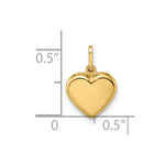 14K Yellow Gold Polished Puffed Heart Pendant - Product Photo
