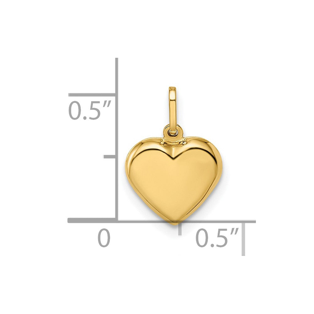 14K Yellow Gold Polished Puffed Heart Pendant - Product Photo