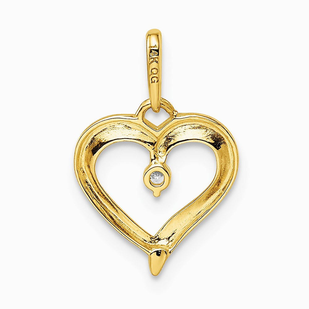 14K Yellow Gold CZ Heart Pendant - Product Photo
