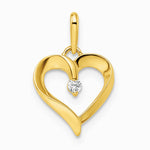 14K Yellow Gold CZ Heart Pendant - Product Photo