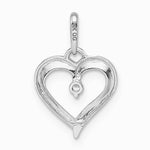 14K White Gold CZ Heart Pendant - Product Photo