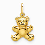 14K Yellow Gold Polished Puffed Teddy Bear Pendant - Product Photo