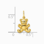 14K Yellow Gold Polished Puffed Teddy Bear Pendant - Product Photo