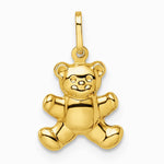 14K Yellow Gold Polished Puffed Teddy Bear Pendant - Product Photo