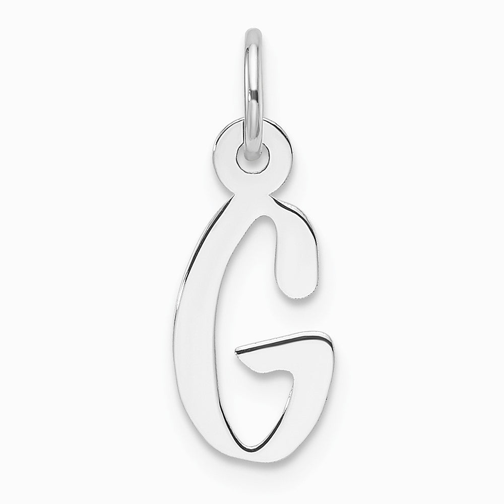 14K White Gold Slanted Block Letter G Initial Charm