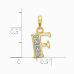 14K Yellow & Rhodium with Rhodium Diamond Letter F Initial Pendant - Product Photo