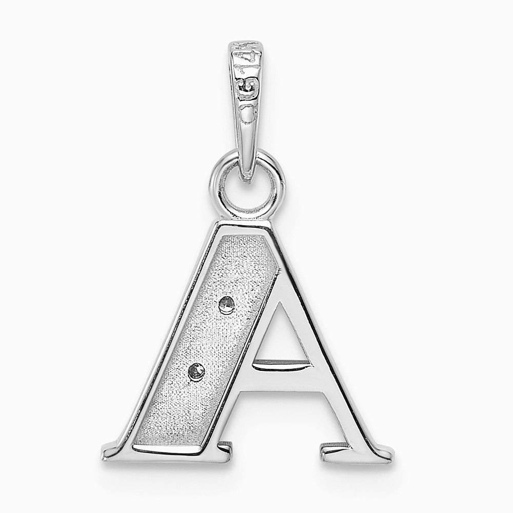 14K White Gold Diamond Letter A Initial Pendant - Product Photo