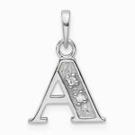 14K White Gold Diamond Letter A Initial Pendant - Product Photo