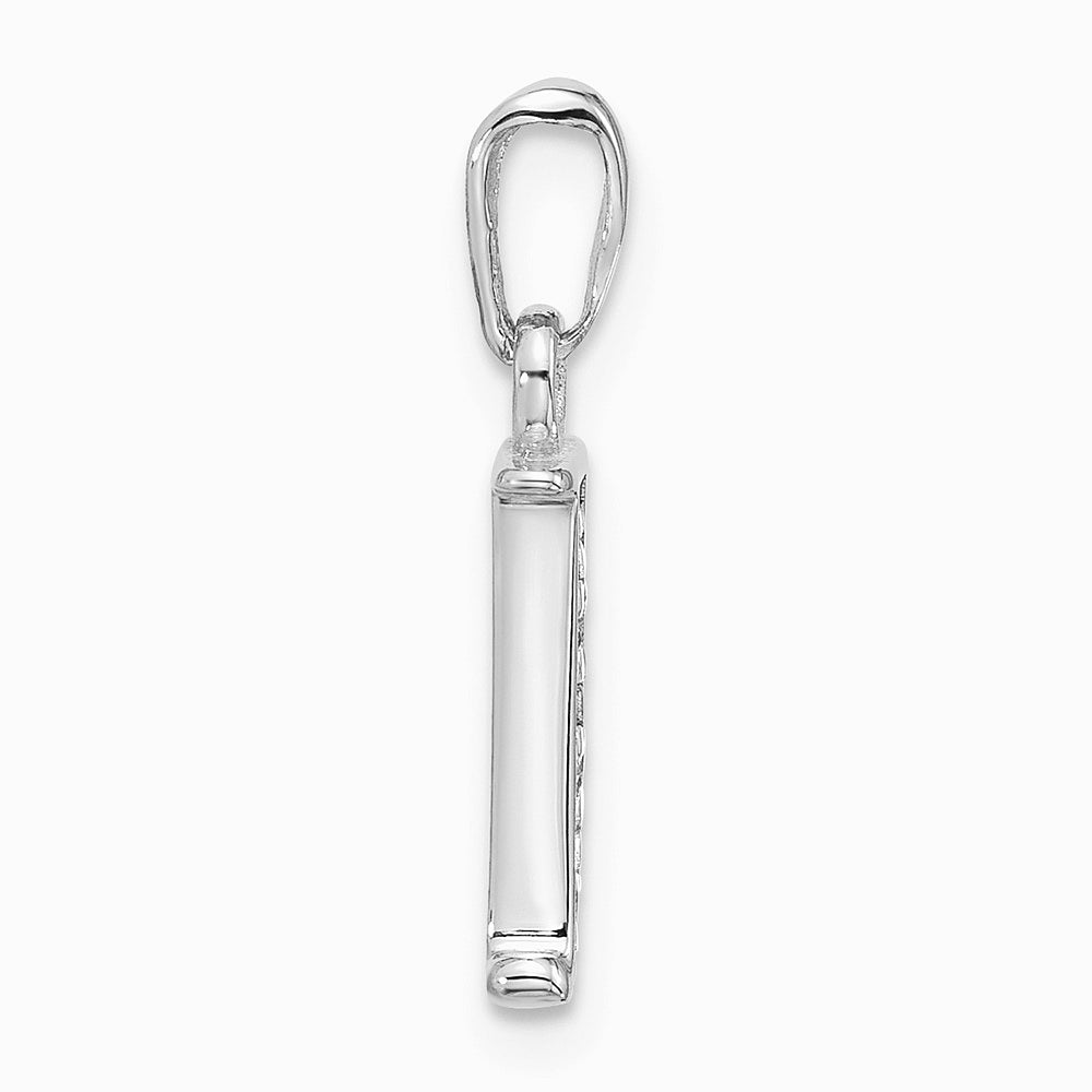14K White Gold Diamond Letter J Initial Pendant - Product Photo