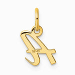 14K Yellow Gold Small Script Letter A Initial Charm - Product Photo