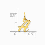 14K Yellow Gold Small Script Letter A Initial Charm - Product Photo