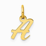 14K Yellow Gold Small Script Letter A Initial Charm - Product Photo