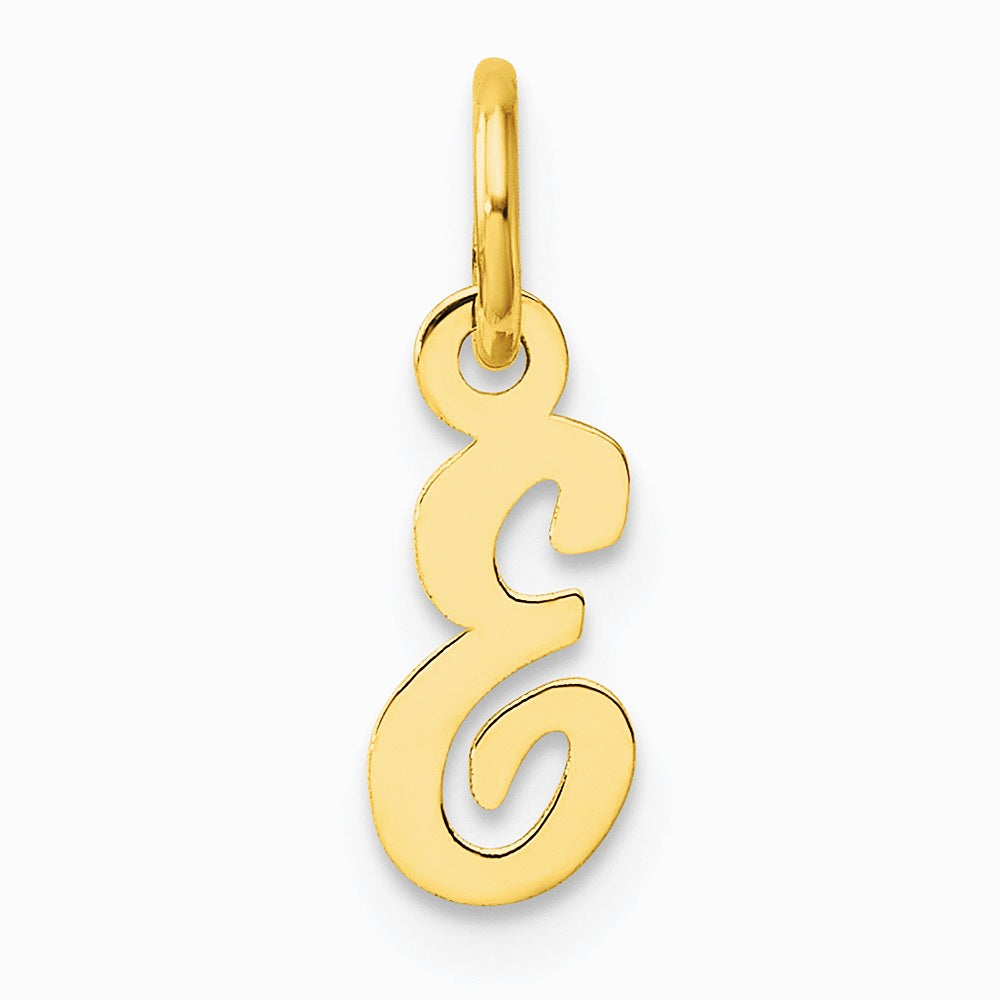 14K Yellow Gold Small Script Letter E Initial Charm - Product Photo