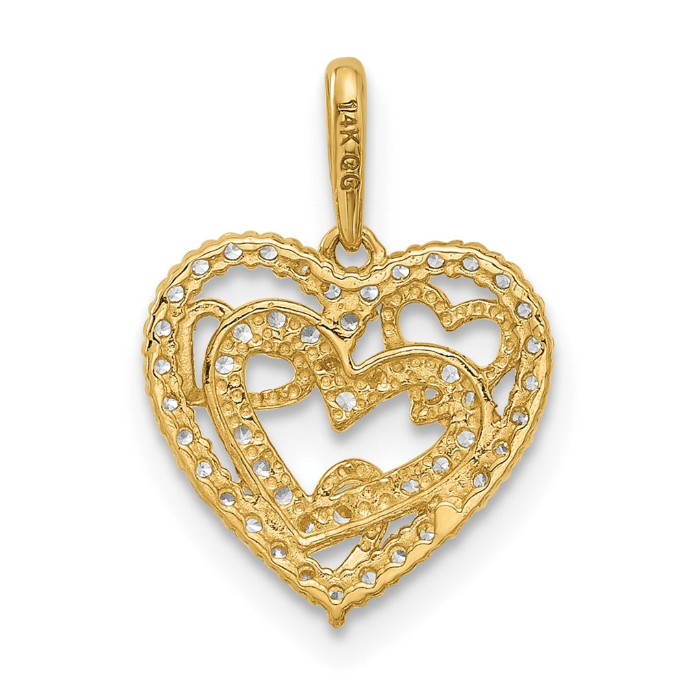 14k Polished CZ Heart Pendant - Product Photo