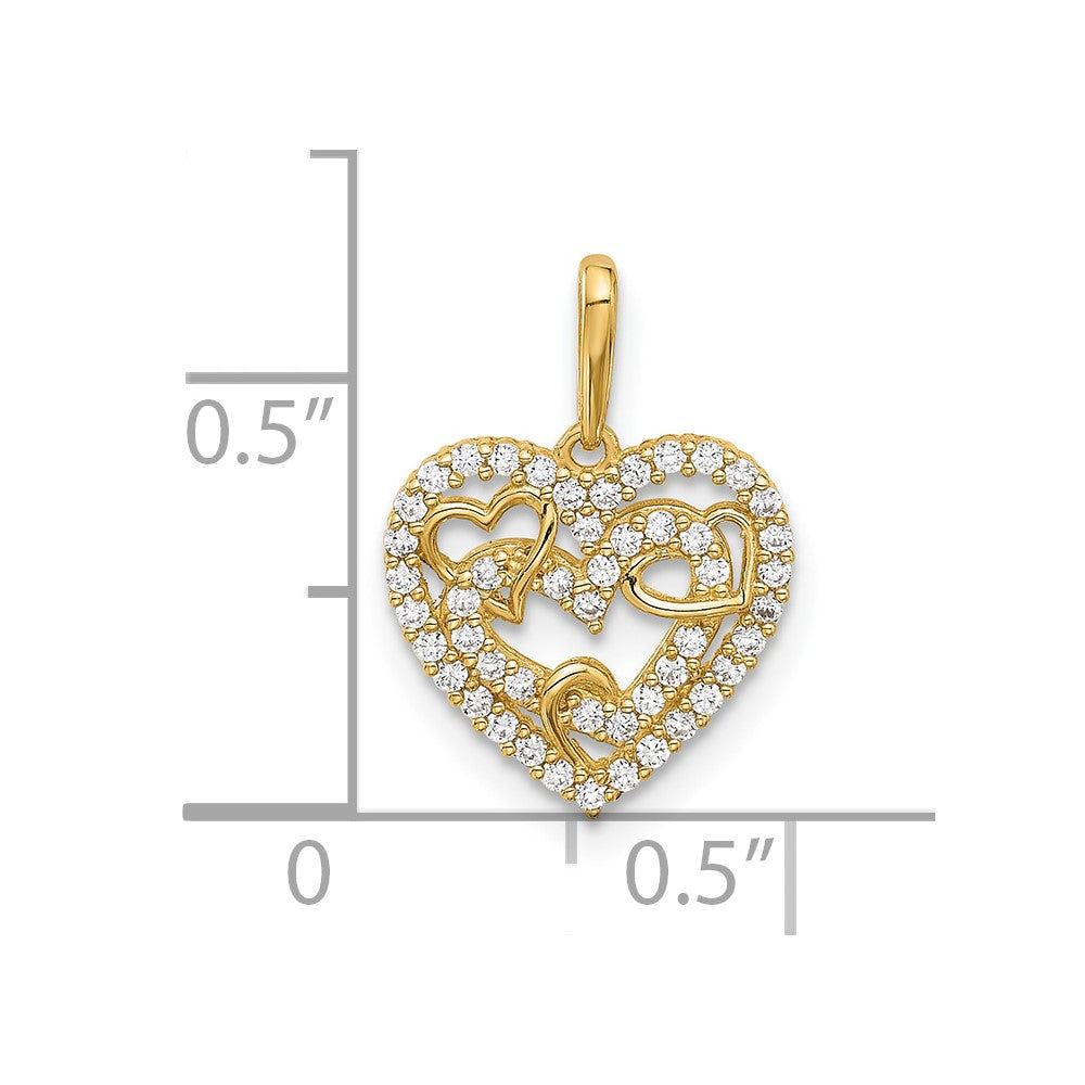 14k Polished CZ Heart Pendant - Product Photo