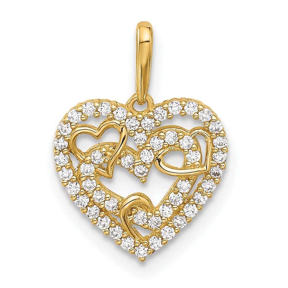 14k Polished CZ Heart Pendant - Product Photo