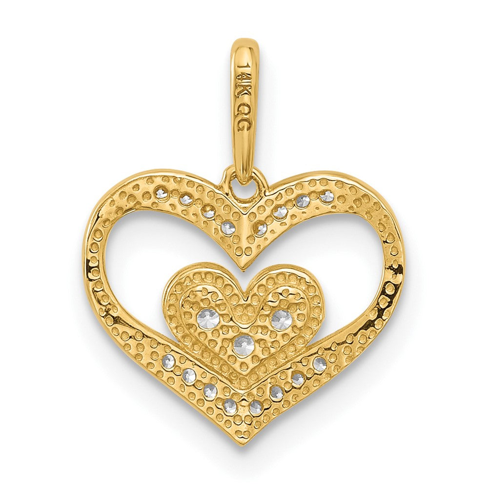 14k Polished CZ Heart Pendant - Product Photo