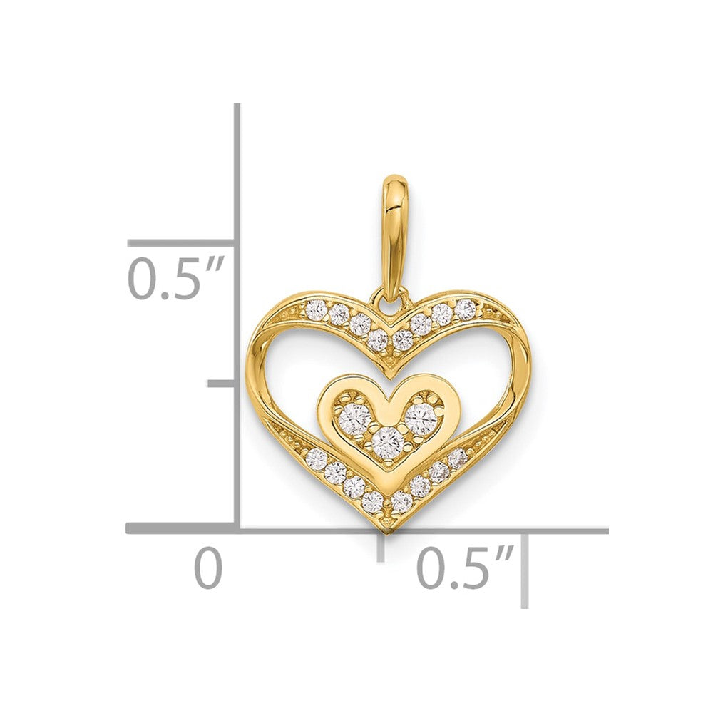 14k Polished CZ Heart Pendant - Product Photo