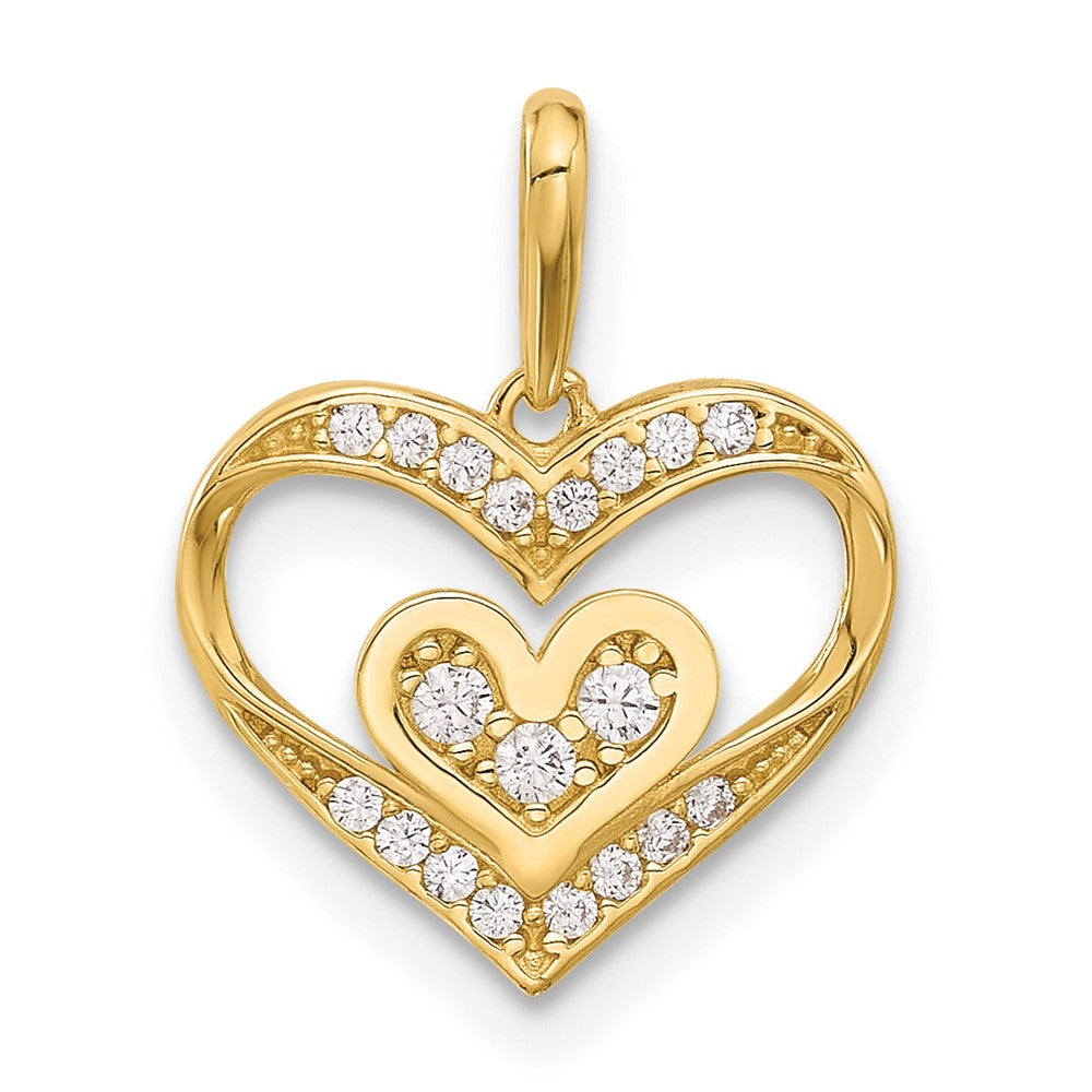 14k Polished CZ Heart Pendant - Product Photo