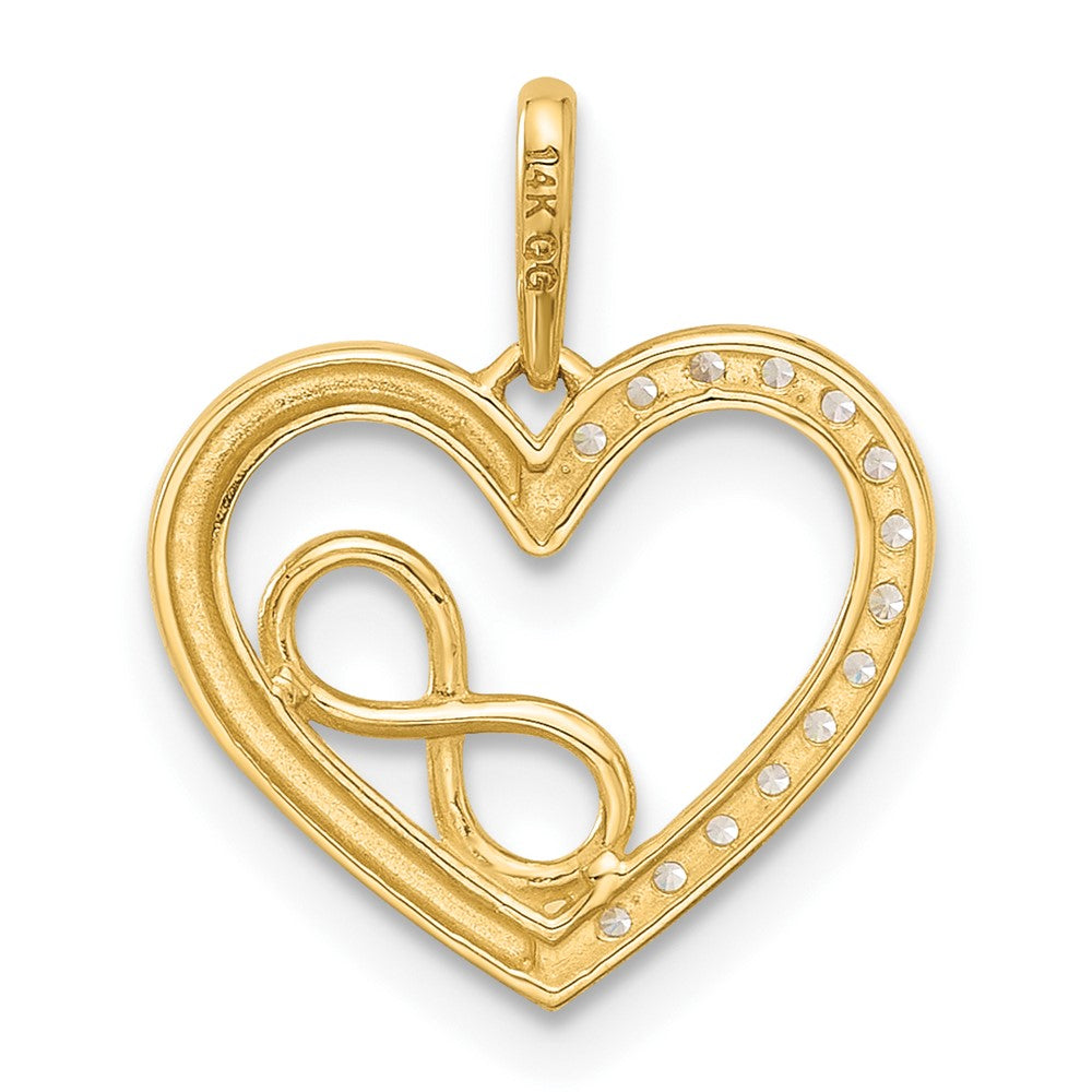 14k Polished CZ Heart w/Infinity Pendant - Product Photo
