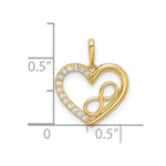 14k Polished CZ Heart w/Infinity Pendant - Product Photo