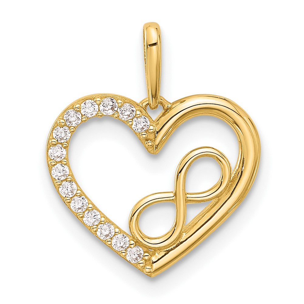 14k Polished CZ Heart w/Infinity Pendant - Product Photo