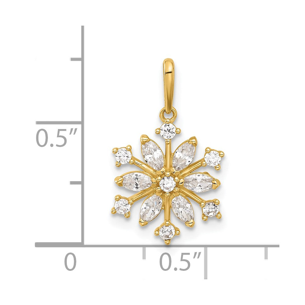 14k Polished CZ Snowflake Pendant - Product Photo