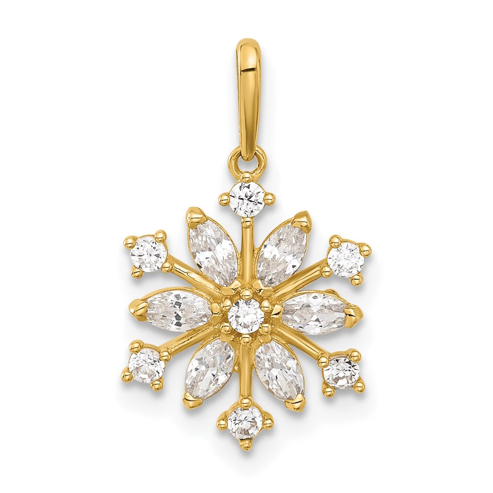 14k Polished CZ Snowflake Pendant - Product Photo