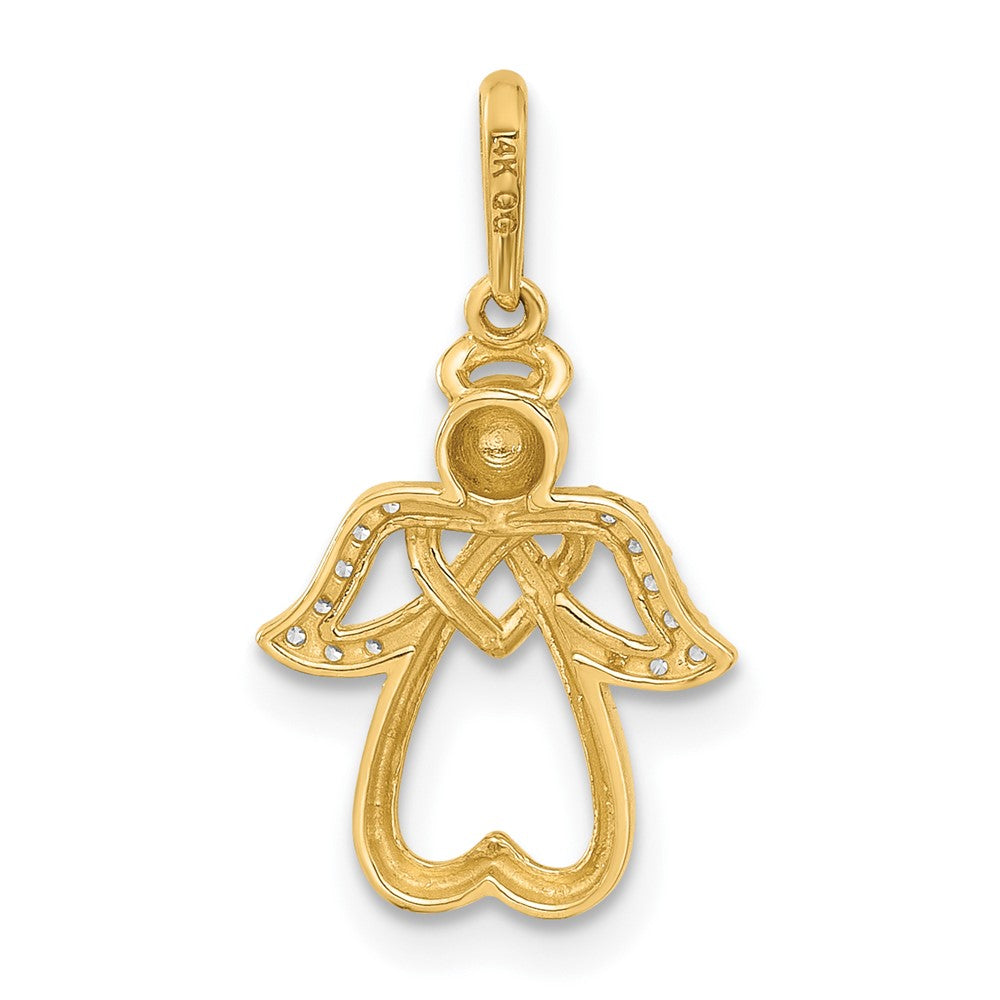 14k Polished CZ Angel Pendant - Product Photo