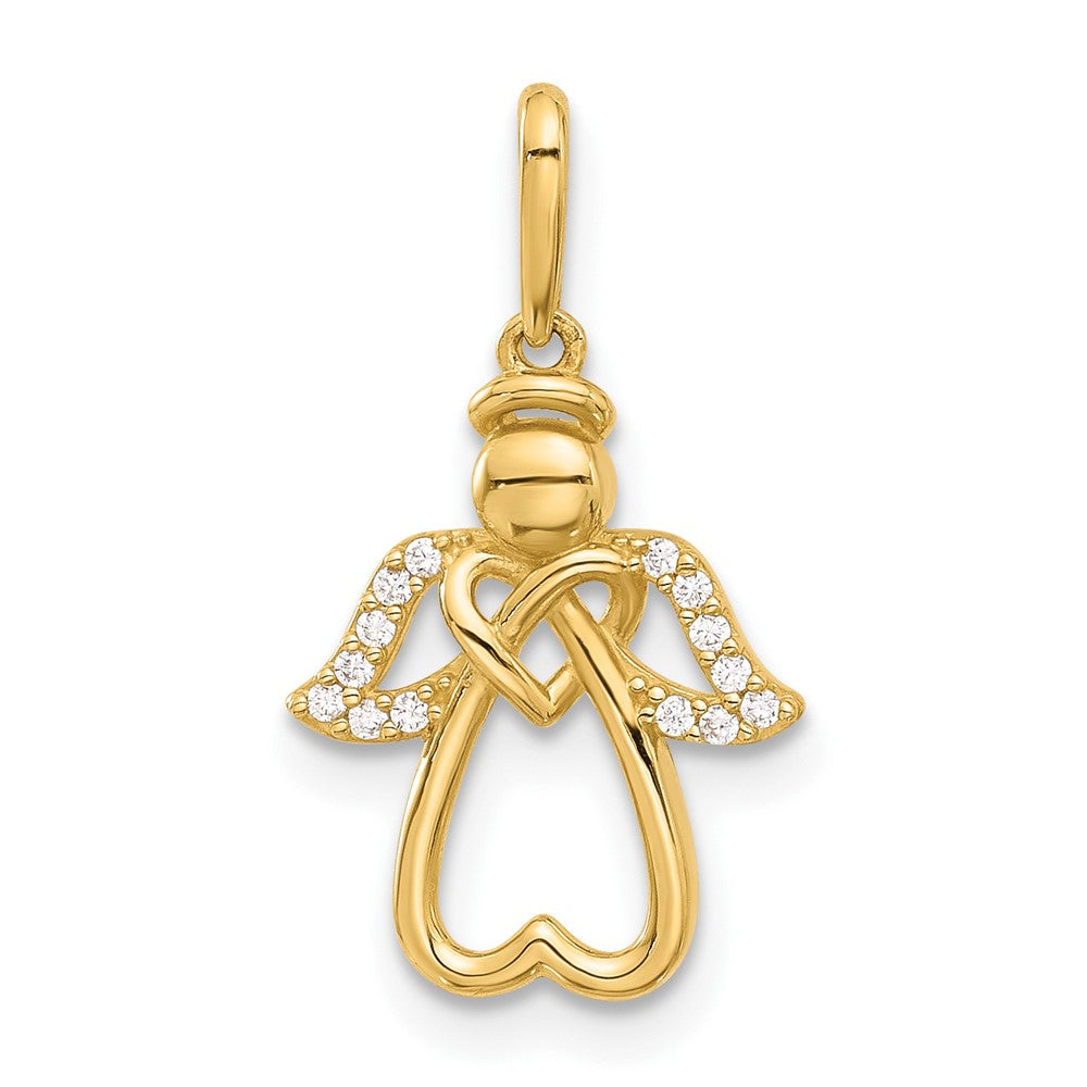 14k Polished CZ Angel Pendant - Product Photo