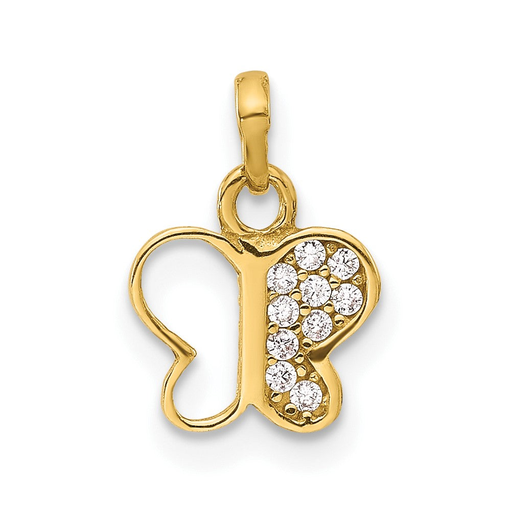 14K Polished CZ Butterfly Pendant - Product Photo