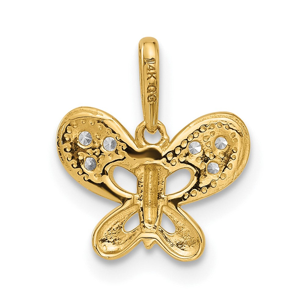 14k Polished CZ Butterfly Pendant - Product Photo