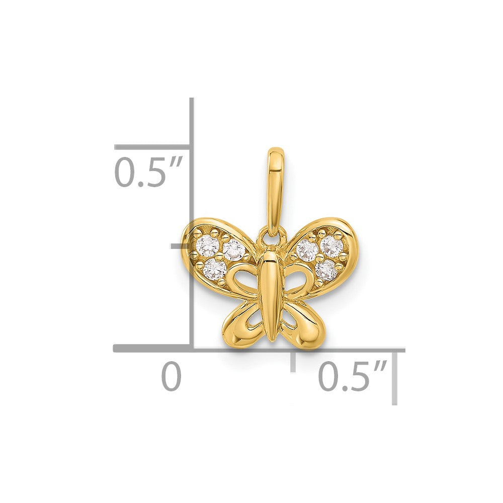 14k Polished CZ Butterfly Pendant - Product Photo