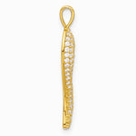 14K Yellow Gold Polished CZ Large Italian Horn Pendant - Product Photo