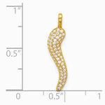 14K Yellow Gold Polished CZ Large Italian Horn Pendant - Product Photo