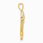 14K Yellow Gold Polished CZ Small Italian Horn Pendant - Product Photo