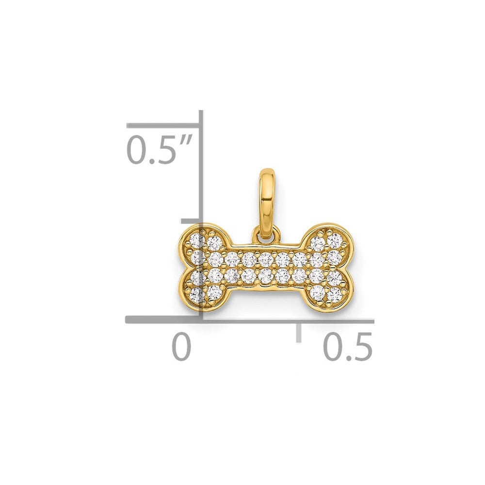 14K Polished CZ Dog Bone Pendant - Product Photo